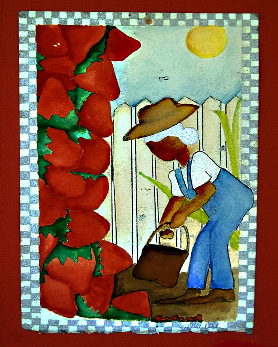 Grandma Pickin' Strawberries